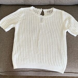 LOFT White Textured Knit Sweater